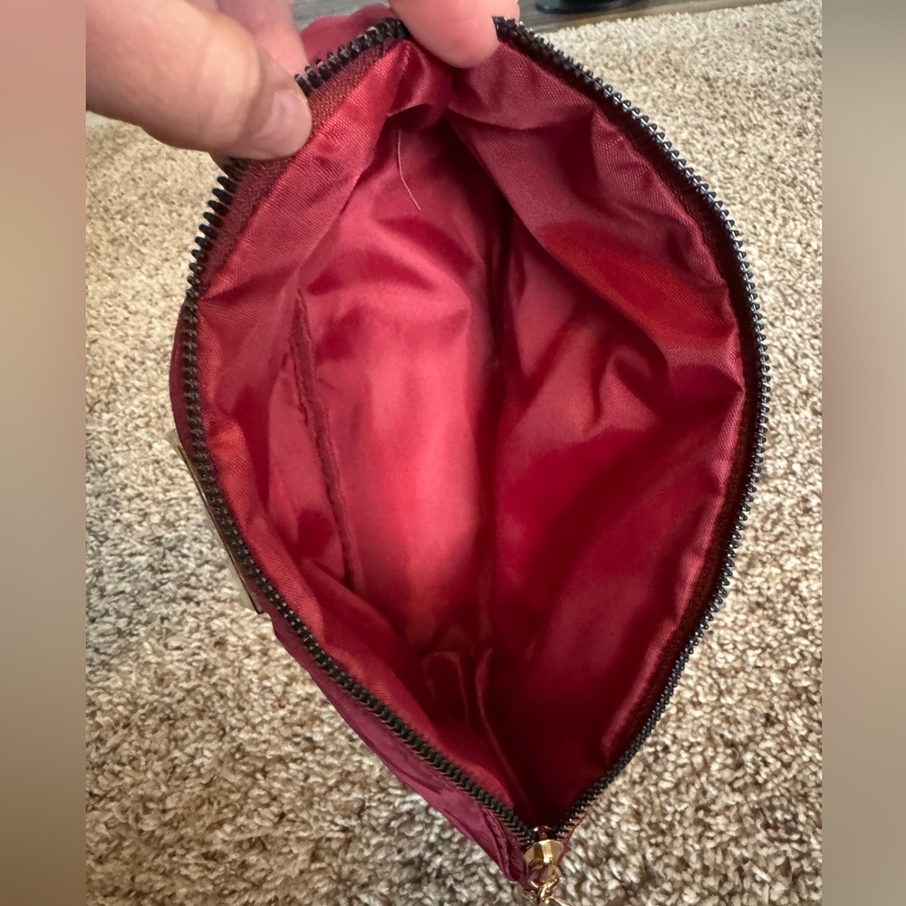 Laura Geller Burgundy Cosmetic Bag with Gold Accents - Picture 7 of 12